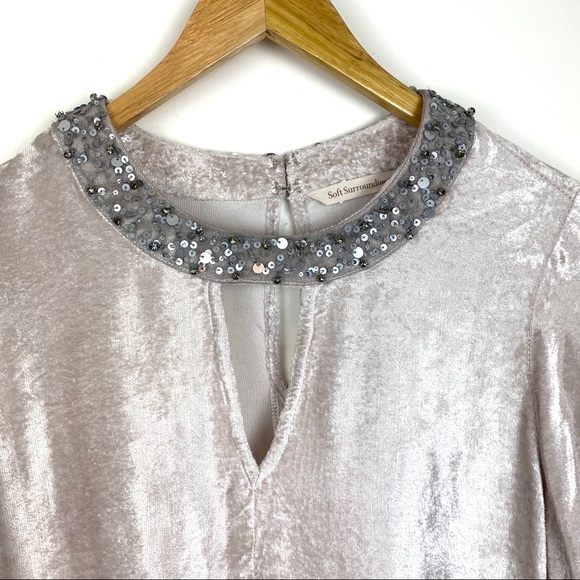 Soft Surroundings Velvet Blouse Tunic Top Ombree Tan Gray Women’s Size XS/S - Picture 4 of 8